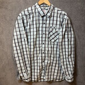 S.Oliver Shirt Mens 3XL Regular‎ Fit Button Up Blue Plaid Casual Roll Tab Sleeve